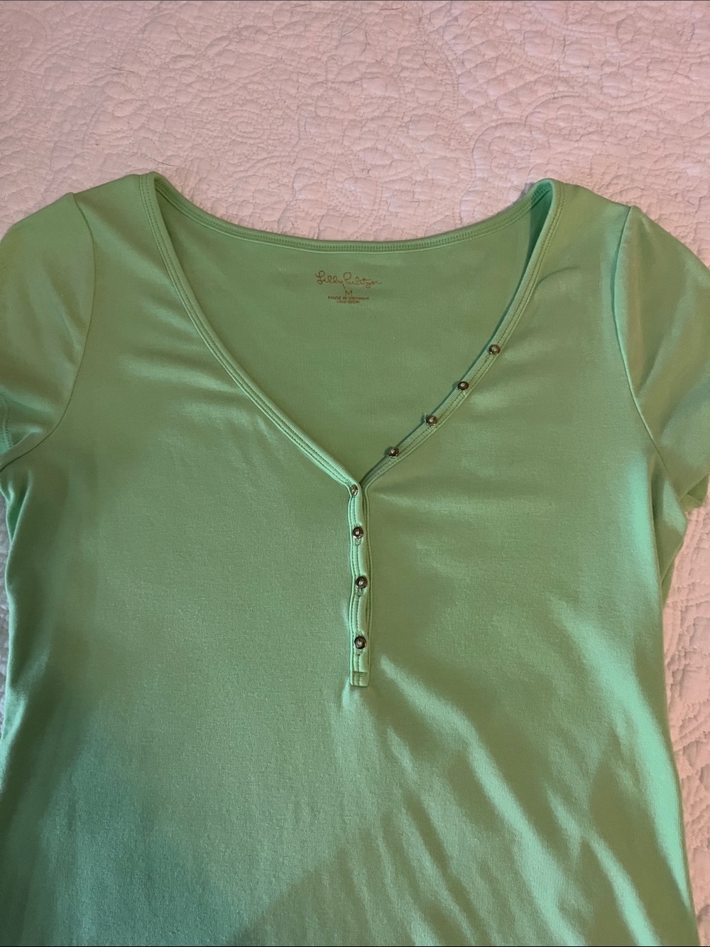 Lilly Pulitzer Mint Green Short Sleeve Henley Tee